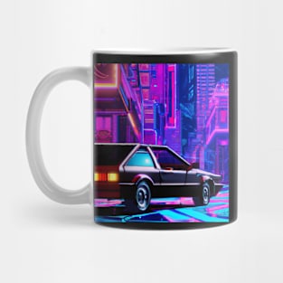 Retro car in a city full of light Mug